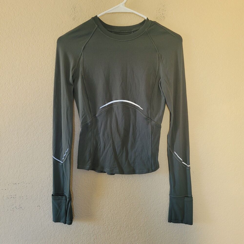 lululemon Rulu reflective green running top